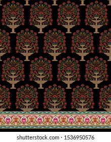 abstract mughal motif bunch pattern with border background design 