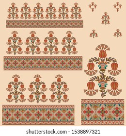 abstract mughal motif bunch pattern with border background design