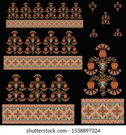abstract mughal motif bunch pattern with border background design