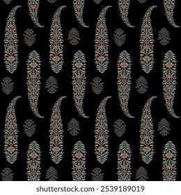 Abstract mughal motif seamless color full traditional paisley flower leaf  bunch pattern  background design