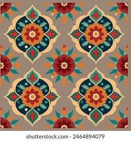 abstract mughal motif seamless pattern