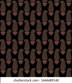 abstract  mughal tree  black ground pattern 