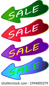 ABSTRACT MULTI COLOR ARROW TAG VECTOR DESIGN.