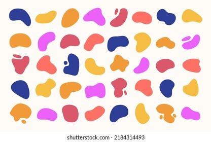 Resumen de la colección Formas para Blobs multicolor. Modernos Bloches Diseñan Elementos en colores vivos, Vector EPS editable. Resumen Formas Líquidas.
