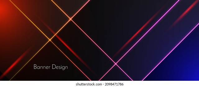 Abstract Multi Color Neon Lines Moving Effect Banner Pattern Design 