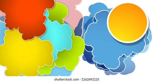 abstract multi color papercut cloud, art color background.