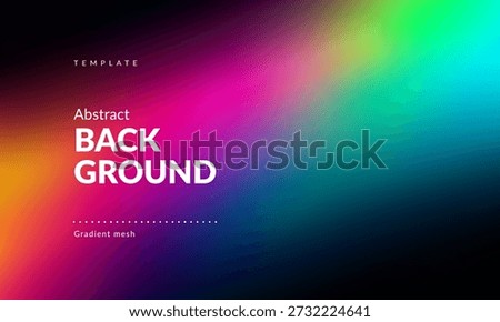 Abstract Multi Colored Gradient Background. Vibrant Rainbow Hues Blending on Dark Base. Backdrop for Branding, Web, Covers, Ad Banners, Presentations, Posters, Digital Design or Graphics. Vector image