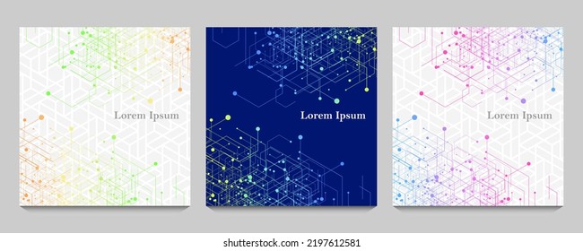 abstract multi colored hexagon, network image set, geometric texture background, scientific technology, futuristic concept