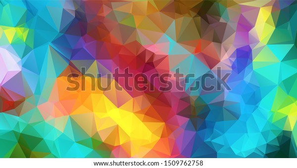 Abstract multi colored polygon, low\
polygon background. Transfusion of color. All the colors of the\
rainbow. Multicolor.Low poly style. Geometric\
Pattern.