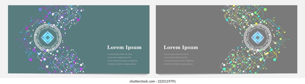 conjunto de redondeo abstracto multicolor, inteligencia artificial ai, fondo geométrico, tecnología científica, concepto futurista