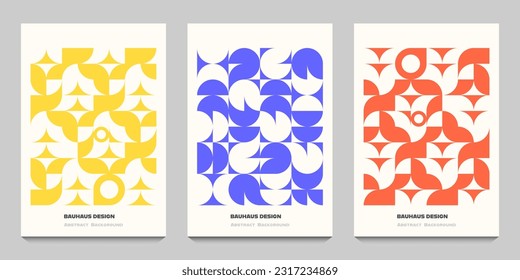 abstract multi colored round set, geometric bauhaus texture background, retro styled pattern, traditional concept