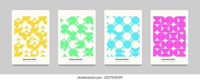 abstract multi colored round set, geometric bauhaus texture background, retro styled pattern, traditional concept