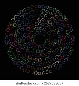 Abstract Multi Colored Shapes Creating Circular Motion Design Art