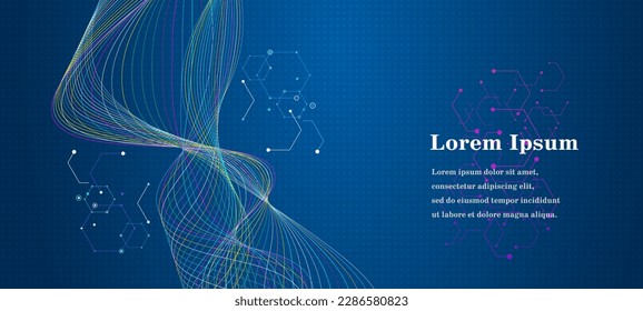 onda multicolor abstracta, fondo de textura de ADN geométrico, tecnología científica, concepto genético