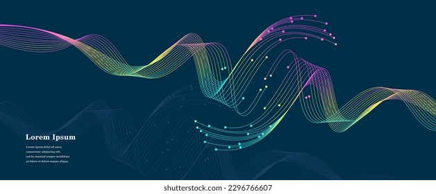 onda multicolor abstracta, fondo de textura de ADN geométrico, tecnología científica, concepto genético