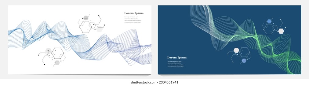 abstract multi colored wave set, geometric DNA texture background, scientific technology, genetic concept