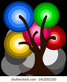 abstract multi colors tree on black background .