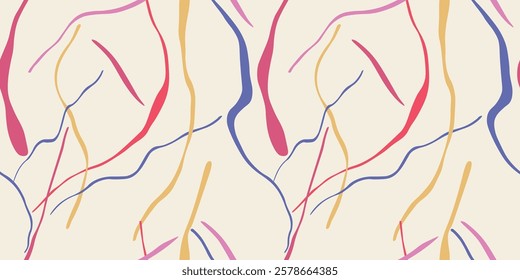 Abstract multi - coloured lines and wave pattern background . Modern abstract Design . Pattern for wallpaper , fabrics , wrapping paper , cover design . 