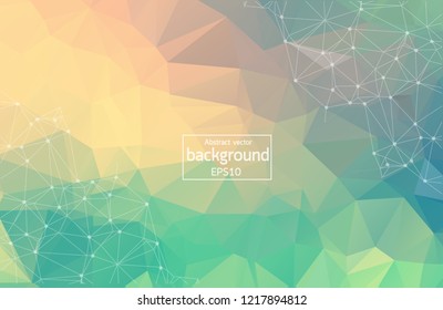Abstract Multi Green Polygonal Space Background with Connecting Dots and Lines.  Connection structure. Vector science background. Polygonal vector background. Futuristic HUD background.