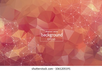 Abstract multi red Geometric Polygonal background molecule and communication. Connected lines with dots. Concept of the science, chemistry, biology, medicine, technology.
