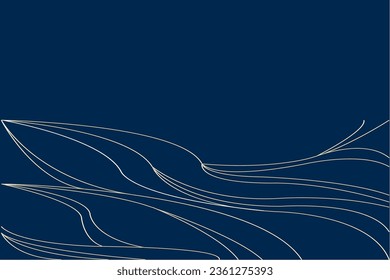 Abstract of multi spline vector. Design japanese wave pattern of water surface and ocean element template with vintage style white on blue background. Design print for illustration, background. Set 3