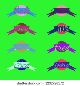 Abstract multicolor abc shop stamp circle with tape pattern.