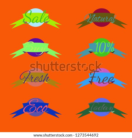 Abstract multicolor abc shop stamp circle with tape pattern.