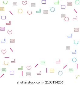 Abstract multicolor alphabet ornament border isolated on white background. Vector for education, writing, poetic design. have space area Text font.
