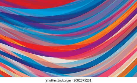 Abstract  multicolor background with curved colorful saturated stripes. Particolored vector graphic pattern. CMYK colors