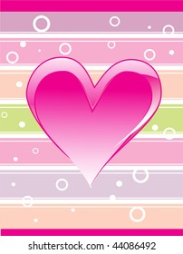 abstract multicolor background with isolated pink heart