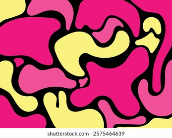 Abstract multicolor blob illustration background. Trendy minimal vector design for presentations, banners, posters and flyers. Colors: pink, yellow and black.