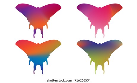 Abstract multicolor butterfly isolated on white background, vector illustration