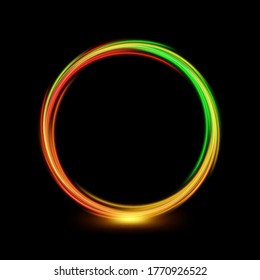 Abstract multicolor circle line of light with a transparent background, isolated and easy to edit. Vector Illustration
