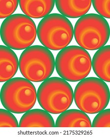 Abstract Multicolor Circles Retro Seamless Pattern Vector Design Green Orange Red Tones