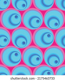 Abstract Multicolor Circles Retro Seamless Pattern Vector Design Blue Pink Tones