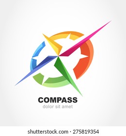 Abstract multicolor compass symbol. Vector logo design template. Modern concept for travel, tourism, business, search.
