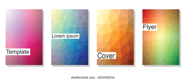 Abstract multi-color composition. Vector template for cover, flyer, banner. Polygonal background for advertising poster. The texture of the backdrop, icons, page