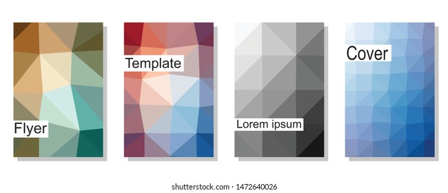 Abstract multi-color composition. Vector template for cover, flyer, banner. Polygonal background for advertising poster. The texture of the backdrop, icons, page