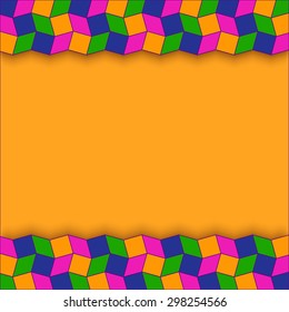 Abstract multicolor decorative text or photo template with rhombus and square shapes