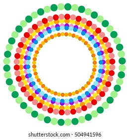 Abstract multicolor dotted circles. Colorful circle decoration