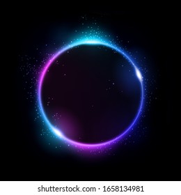 Abstract Multicolor Eclipse, isolated on Dark Background. Vector Illustration