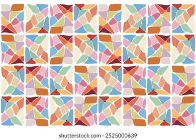 Abstract of the multicolor flowers in square shape on white background.