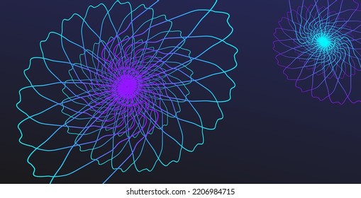 Abstract multicolor fractal cosmic flowers elements on black background. Vector abstract Illustration for web, posters, banners, presentation.