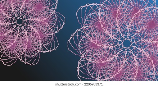 Abstract multicolor fractal flower elements on gradient background. Vector abstract Illustration for web, posters, banners, presentation.