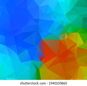 Abstrakter mehrfarbiger, vollfarbiger Regenbogen-Hintergrund. Vektorgrafik-Illustrator für polygonales Design
