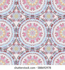 Abstract multicolor geometric modern design on a neutral background. Texture of multicolor foil. Multicolor circles seamless pattern. Art deco style. Vector shiny backdrop.