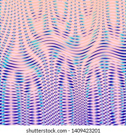 Abstract multicolor gradient background with moire effect.  Curly stripes fantasy cute texture. Candy colors.