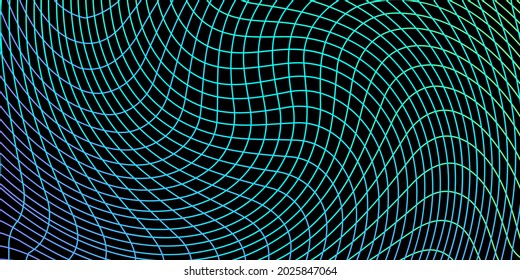 Abstract multicolor gradient striped mesh background. Geometric pattern with visual distortion effect. Optical illusion. Op art vector.