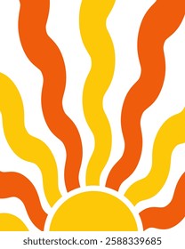 Abstract Multicolor Groovy Sun Rays on White Background vector illustration
