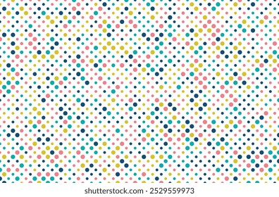 Abstract multicolor halftone pattern dot background texture. Overlay grunge dots distress linear vector.	